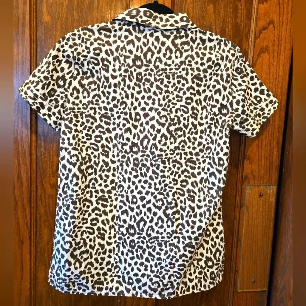 J Crew Animal Print Cotton Camp Shirt Sz XSMALL